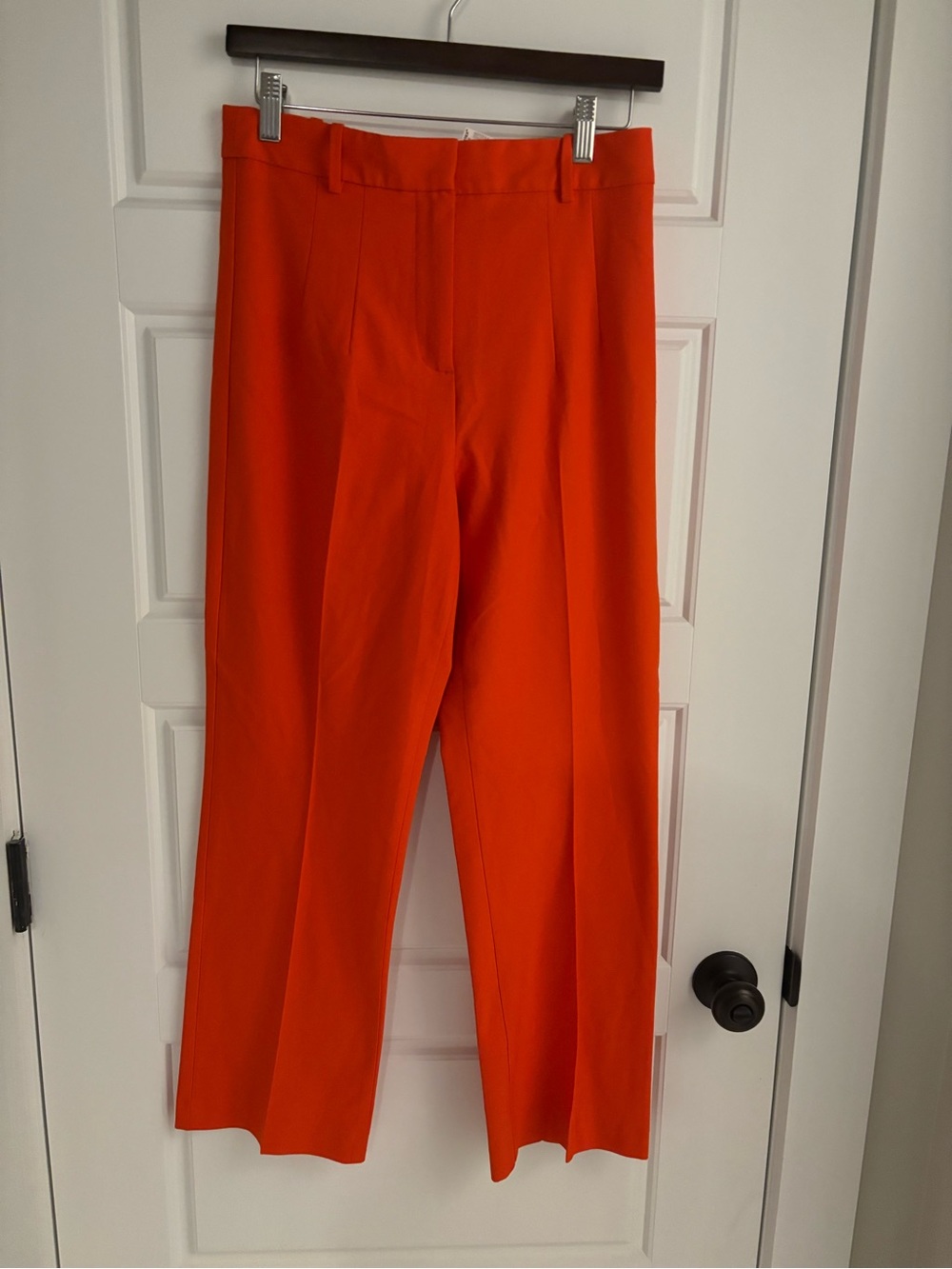 Zara High-Waist Straight-Leg Women's Pants in Bright Orange